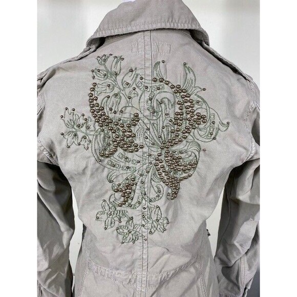 Mason's Woman Rites EU Size 42 Embroidered Studded Green Utility Jacket Full Zip - Picture 2 of 16